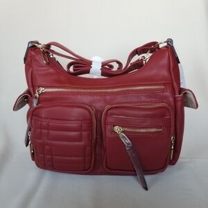 Time And Tru Red Hobo Faye Handbag With Shoulder Strap